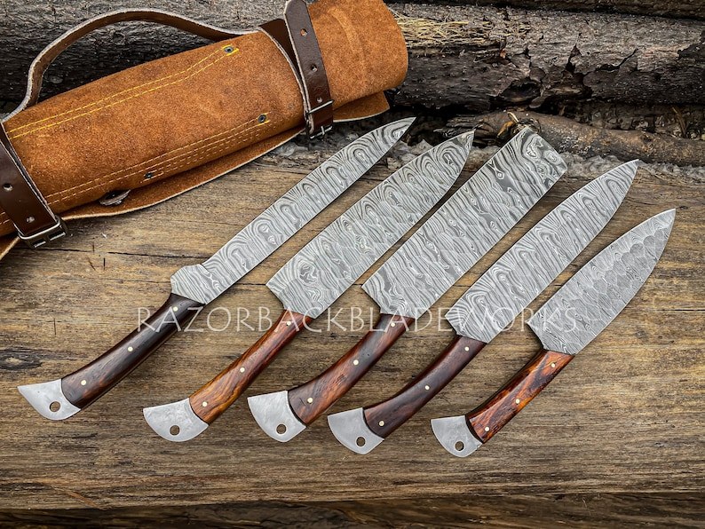 Damascus chef knife set